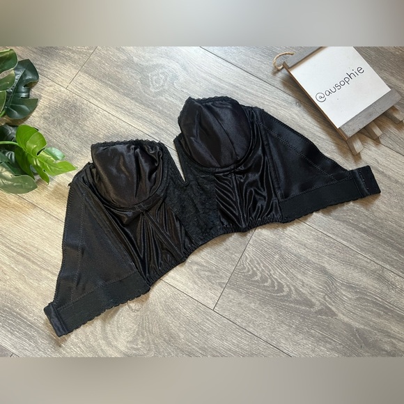 Vtg Backless by Smoothie Coquette Black Satin & Lace Padded Corset bustier 34C - Picture 5 of 9